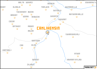 map of Çamlıhemşin