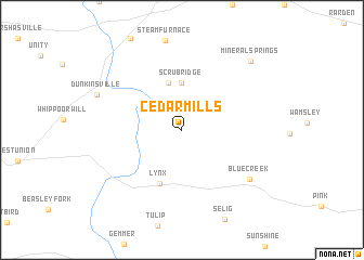 map of Cedar Mills