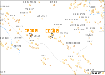 map of Čegari