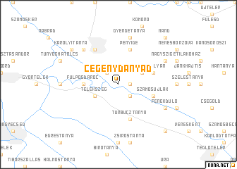 map of Cégénydányád