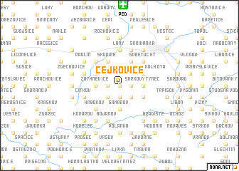 map of Čejkovice