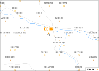 map of Čekai