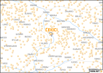 map of Čekići