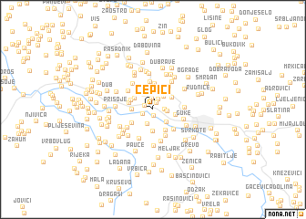 map of Čepići