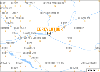 map of Cercy-la-Tour