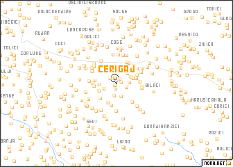 map of Čerigaj