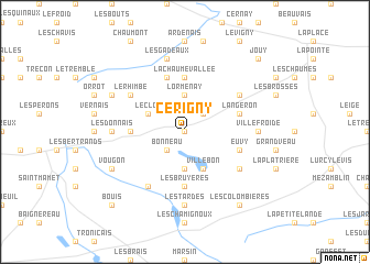 map of Cérigny