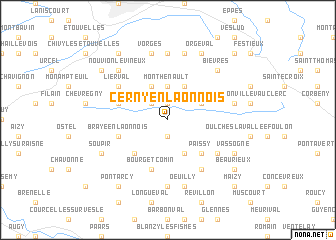 map of Cerny-en-Laonnois