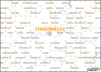 map of Červená Řečice