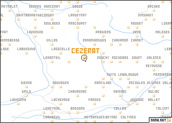 map of Cézerat