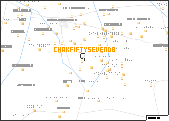 map of Chak Fifty-seven DB
