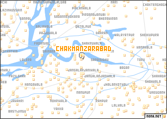 map of Chak Manzarābād