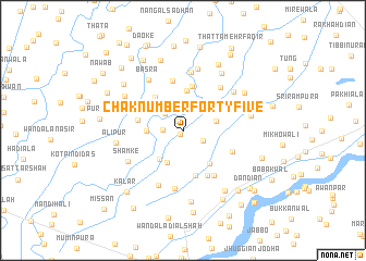 map of Chak Number Forty-five