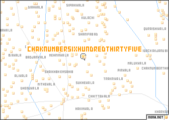 map of Chak Number Six Hundred Thirty-five