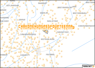 map of Chak One Hundred Fourteen NP