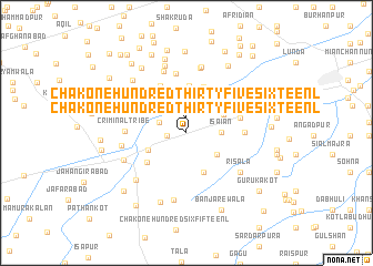 map of Chak One Hundred Thirty-five-Sixteen L