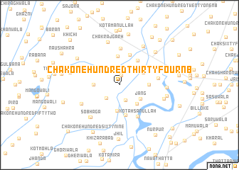 map of Chak One Hundred Thirty-four NB