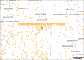 map of Chak One Hundred Thirty-four