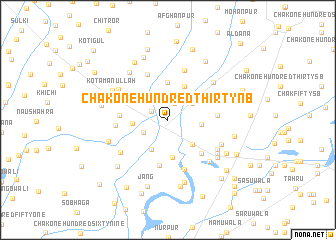 map of Chak One Hundred Thirty NB