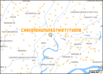 map of Chak One Hundred Thirty-two NB