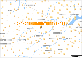 map of Chak One Hundred Twenty-three