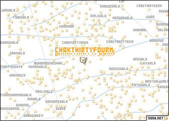 map of Chak Thirty-four M