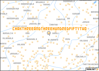 map of Chak Three and Three Hundred Fifty-two