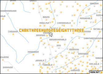 map of Chak Three Hundred Eighty-three