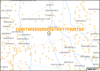 map of Chak Three Hundred Thirty-four TDA