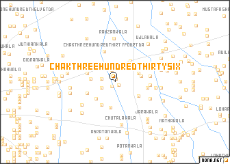 map of Chak Three Hundred Thirty-six