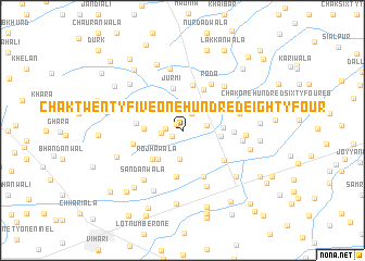 map of Chak Twenty-five-One Hundred Eighty-four