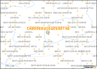map of Champeaux-sur-Sarthe