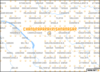 map of Chandrapāra Krishnanagar