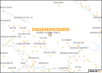 map of Chegeh-e Mīrzāvand
