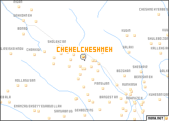 map of Chehel Cheshmeh