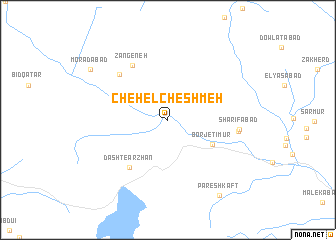 map of Chehel Cheshmeh