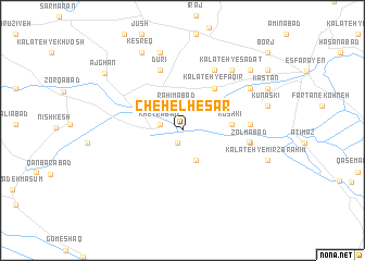 map of Chehel Ḩeşār