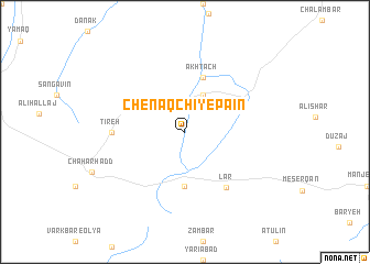 map of Chenāqchī-ye Pāʼīn