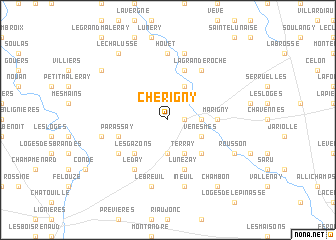 map of Chérigny