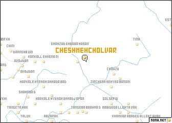 map of Cheshmeh Cholvār