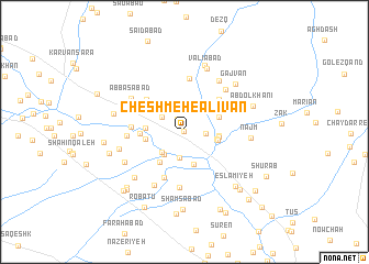 map of Cheshmeh-e ‘Alīvān