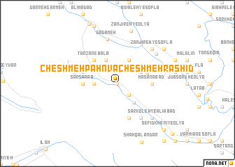 map of Cheshmeh Pahn va Cheshmeh Rashīd