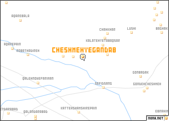 map of Cheshmeh-ye Gandāb
