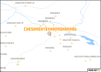 map of Cheshmeh-ye Khān Moḩammad