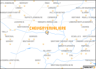 map of Chevigny-en-Valière