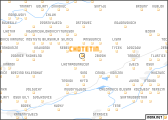 map of Chotětín