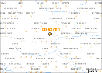 map of Cieszyna