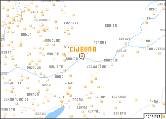 map of Cijevna