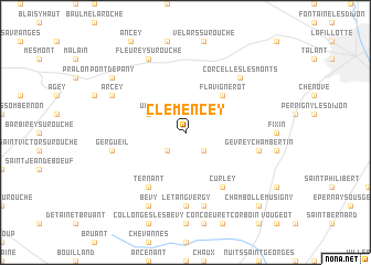 map of Clémencey