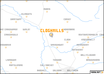 map of Clogh Mills